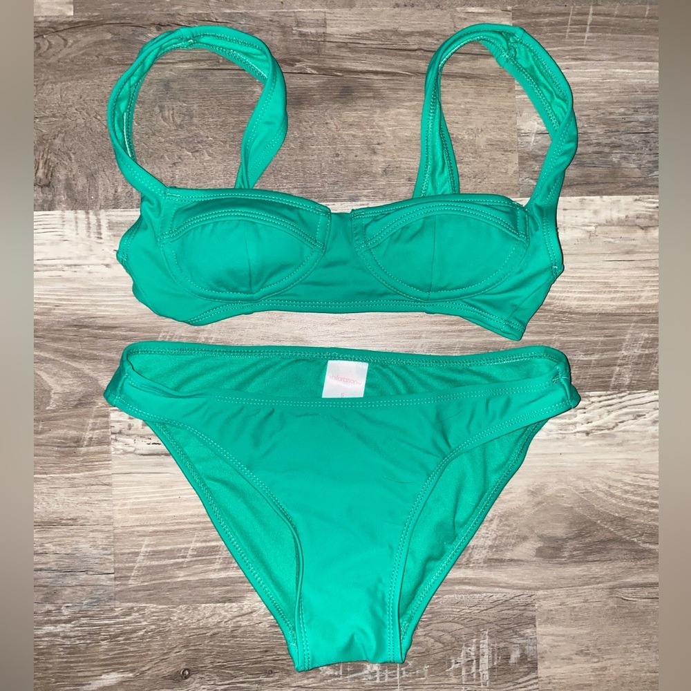 Xhilaration Bright Green Bikini Set - Top Size XS/Bottoms Size S